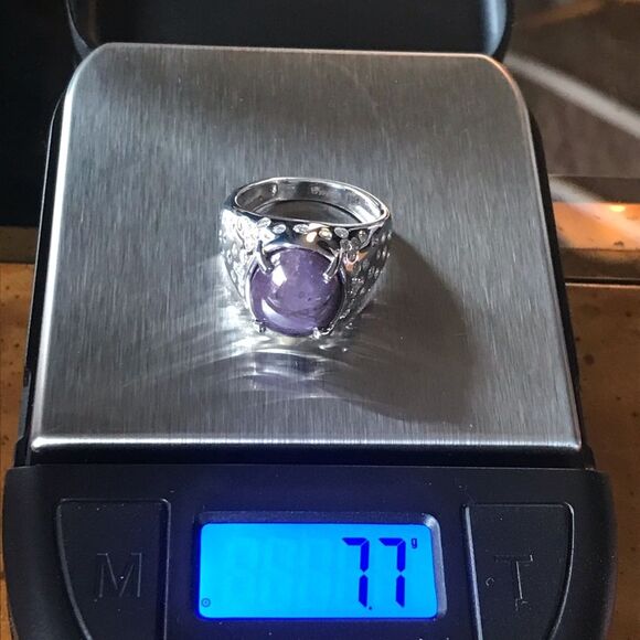 Natural Star Ruby Moissanite Sterling Silver Ring Size 6 - Picture 10 of 10